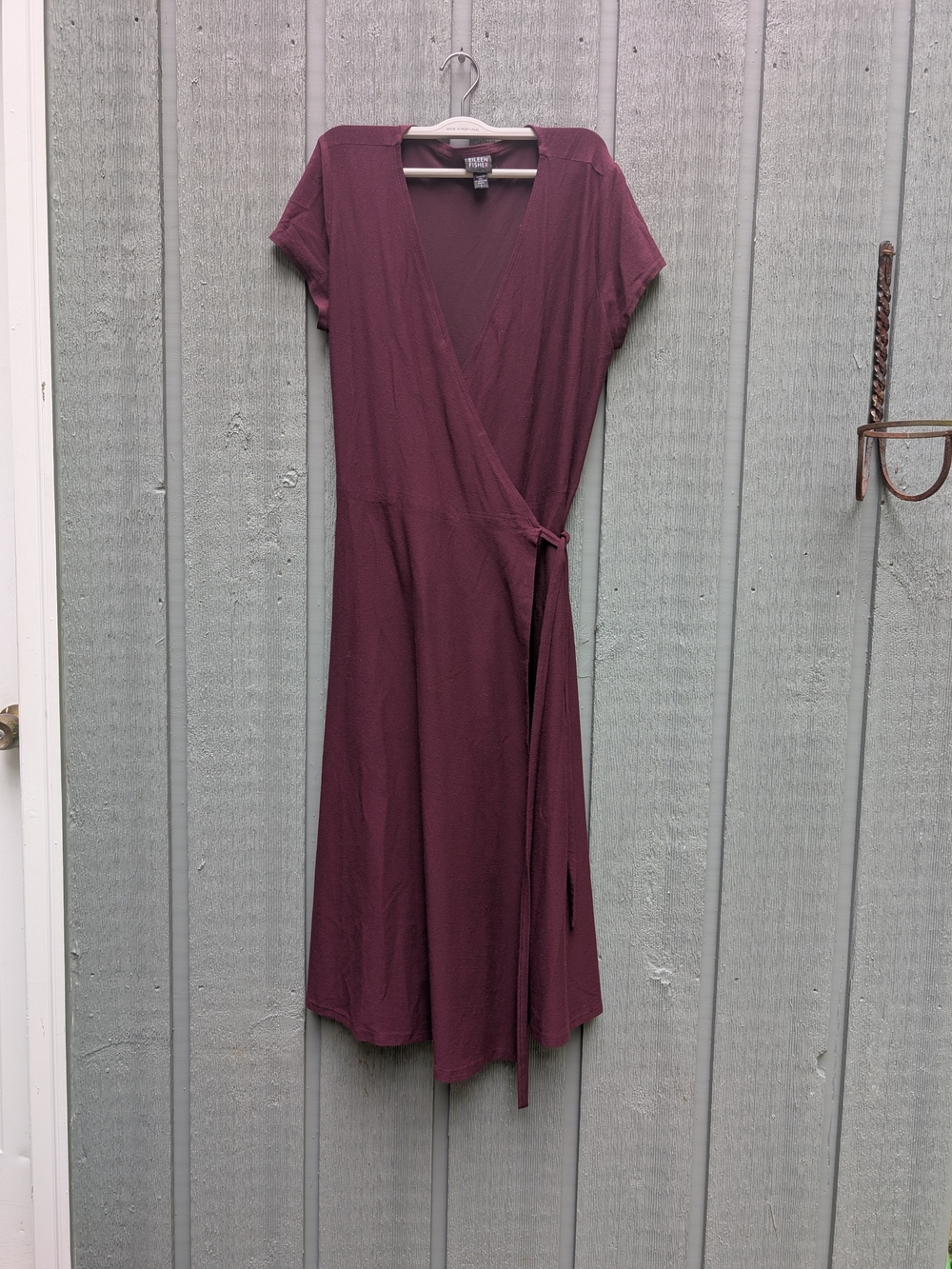Eileen Fisher Wrap Midi Dress in Burgundy Plum